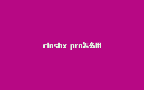 clashx pro怎么用