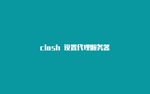 clash 设置代理服务器